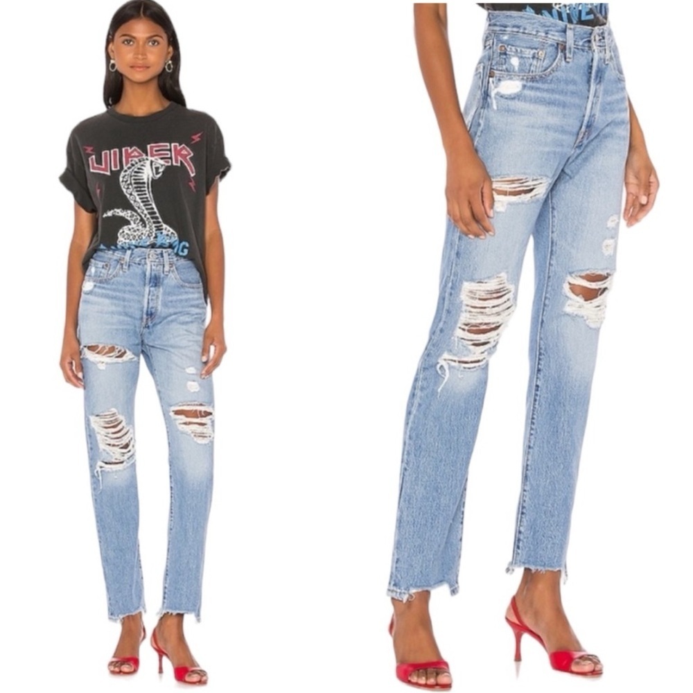 LEVIS 501 Luxor Street High Waisted Skinny Ripped Destroyed Distressed Jeans